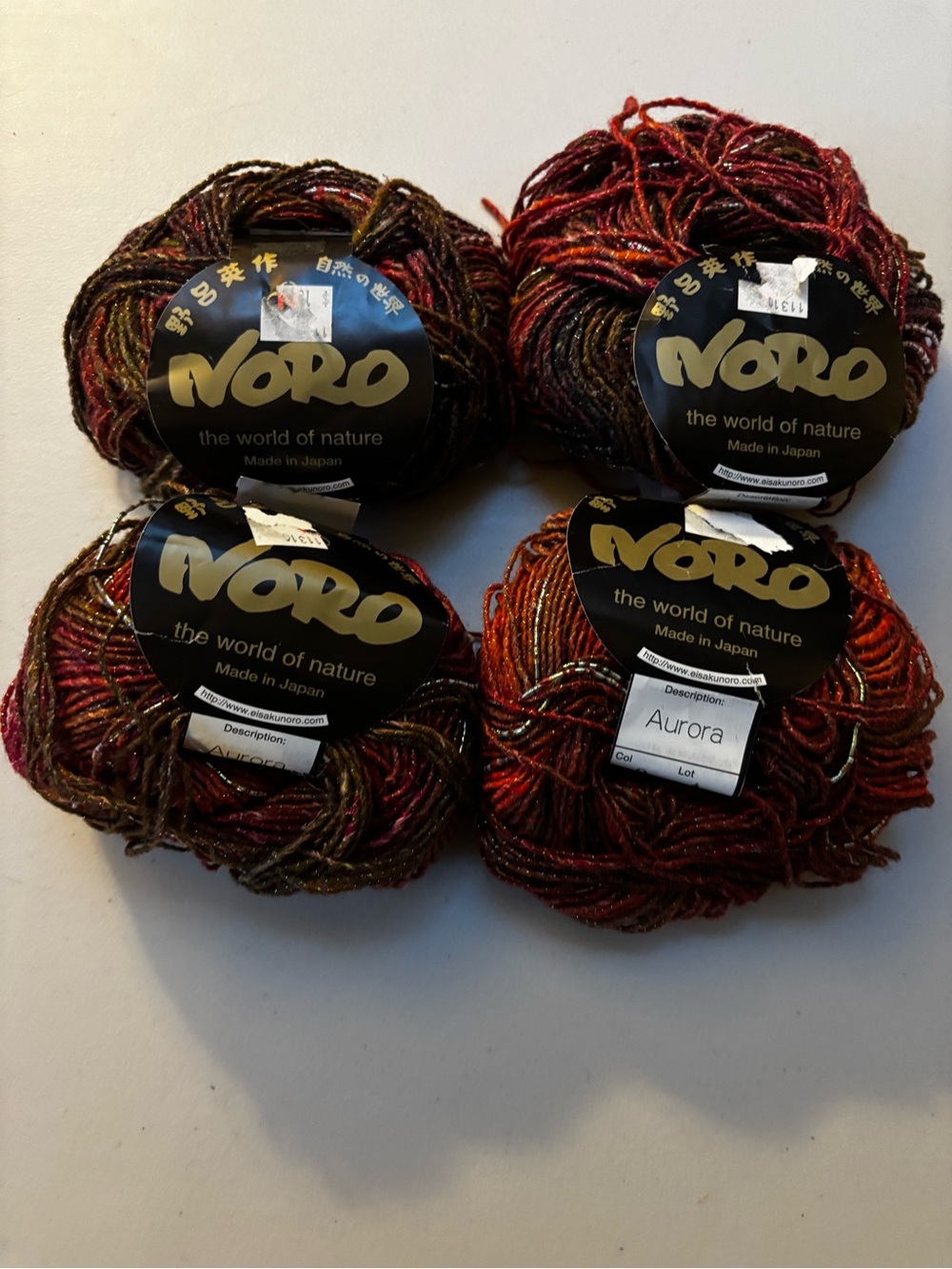 Noro Yarn Lot of 4 Aurora 55% Wool 20% Kid Mohair 20% Silk 5% Polyester
